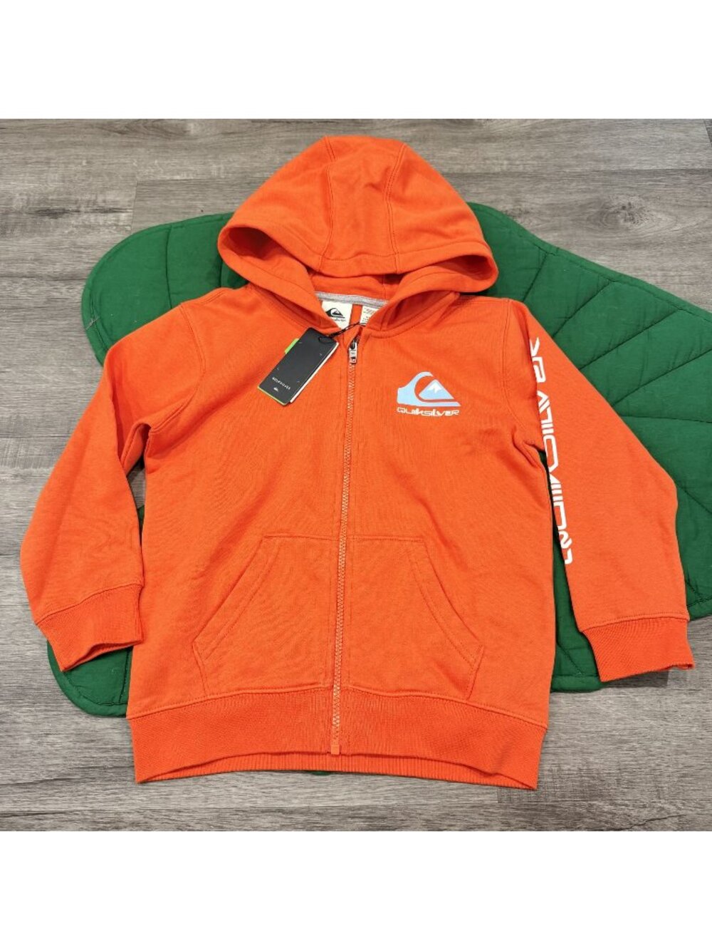 Quiksilver Boys Youth 7 Orange Full Zip Hoodie Sweatshirt